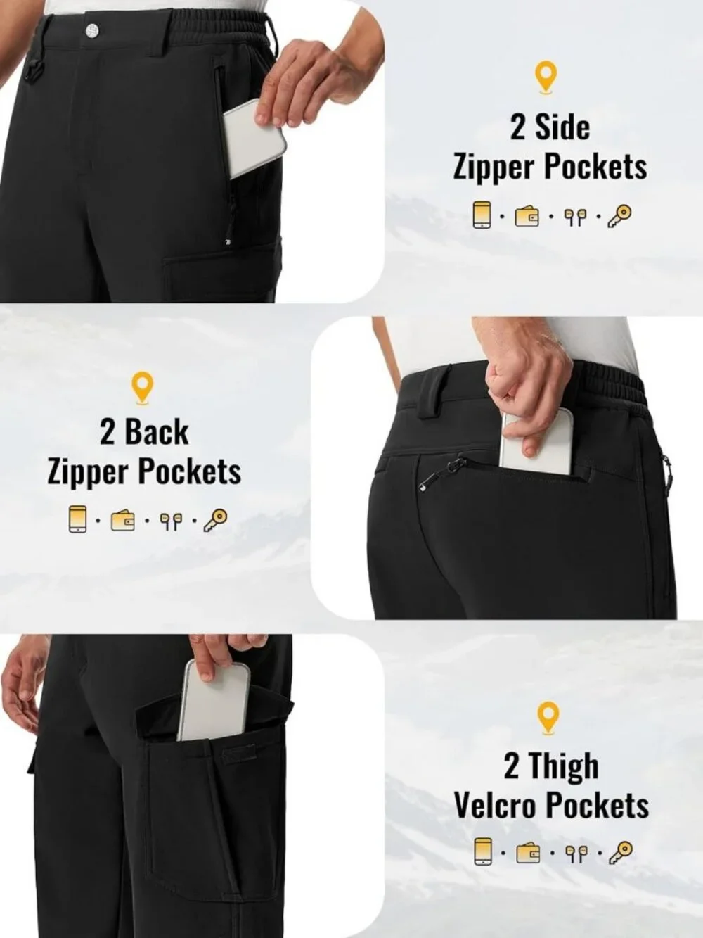 Men's Waterproof Insulated Snow Pants for Skiing, Winter Sports, Outdoor
